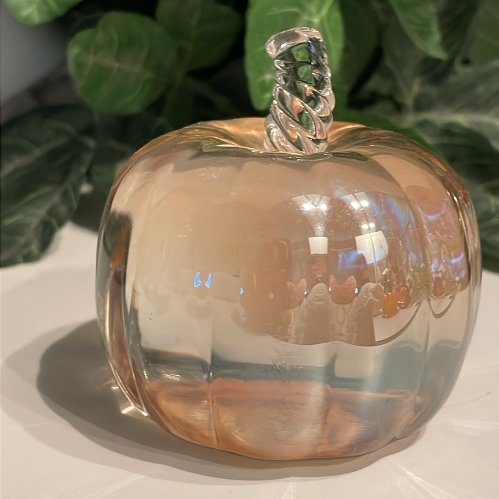 Vintage Simon Designs All Crystal Pumpkin Decor Paperweight!